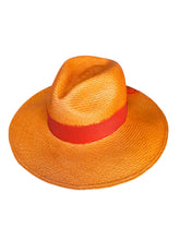 Load image into Gallery viewer, Del Mar Tropical Orange Chiffon Straw Hat