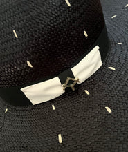 Load image into Gallery viewer, Black Riviera with White Details Straw Hat