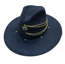 Load image into Gallery viewer, Golden Chains Suede Navy Blue
