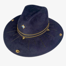 Load image into Gallery viewer, Golden Chains Suede Navy Blue