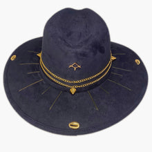 Load image into Gallery viewer, Golden Chains Suede Navy Blue