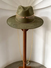 Load image into Gallery viewer, Golden Chains Olive Green Suede