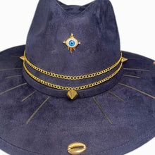Load image into Gallery viewer, Golden Chains Suede Navy Blue