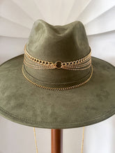 Load image into Gallery viewer, Golden Chains Olive Green Suede