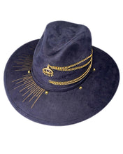 Load image into Gallery viewer, Golden Chains Suede Navy Blue
