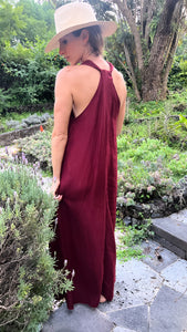 100% Turkish Linen Dark Red Dress