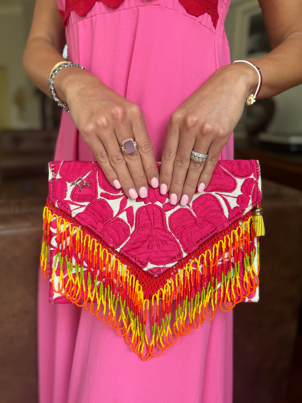 Oaxacan Floral Pink Clutch