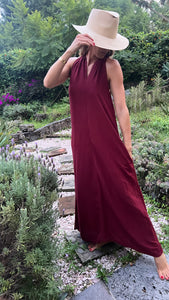 100% Turkish Linen Dark Red Dress