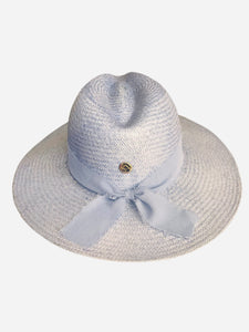 Del Mar Mint Blue Chiffon Straw Hat