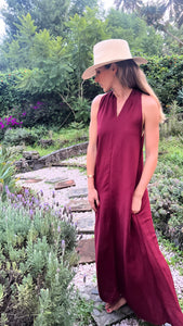 100% Turkish Linen Dark Red Dress