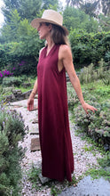 Load image into Gallery viewer, 100% Turkish Linen Dark Red Dress
