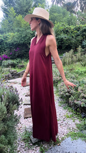 100% Turkish Linen Dark Red Dress