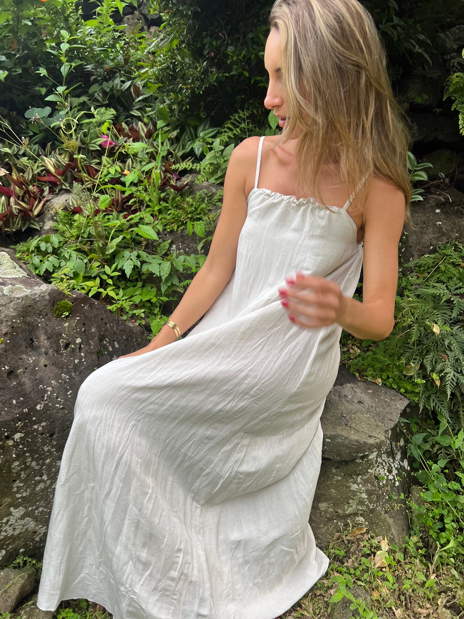 100% Turkish Linen Off-white Dress Palo de Yucca 100% Turkish Linen Off-white Dress Palo de Yucca