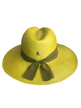 Load image into Gallery viewer, Del Mar Olive Green Chiffon Straw Hat
