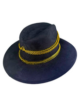 Load image into Gallery viewer, Mandala Navy Blue Suede Hat
