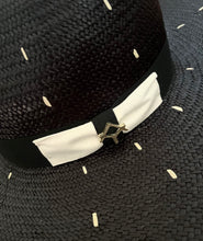 Load image into Gallery viewer, Black Riviera with White Details Straw Hat
