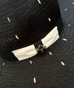 Black Riviera with White Details Straw Hat