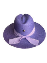 Load image into Gallery viewer, Del Mar Lavander Chiffon Straw Hat
