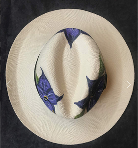 Hand Painted Bali Ivory Straw Hat