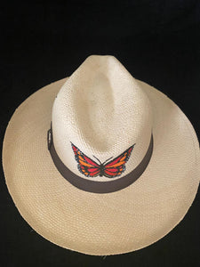 Hand Painted Monarca Natural Straw Hat