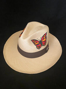 Hand Painted Monarca Natural Straw Hat