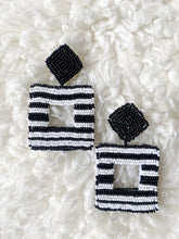 Load image into Gallery viewer, Beaded Black/White Geometric Earrings
