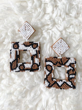 Load image into Gallery viewer, Beaded Brown/White Geometric Earrings
