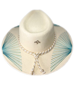 Metallic Aqua Fan Hat