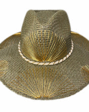 Load image into Gallery viewer, Green Metallic Golden Fan Hat
