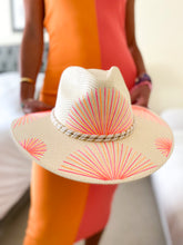 Load image into Gallery viewer, Metallic Fiusha/Orange Fan Hat
