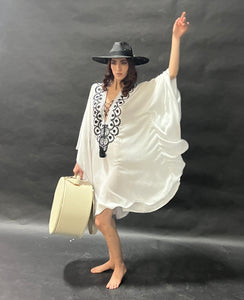 Black Riviera with White Details Straw Hat