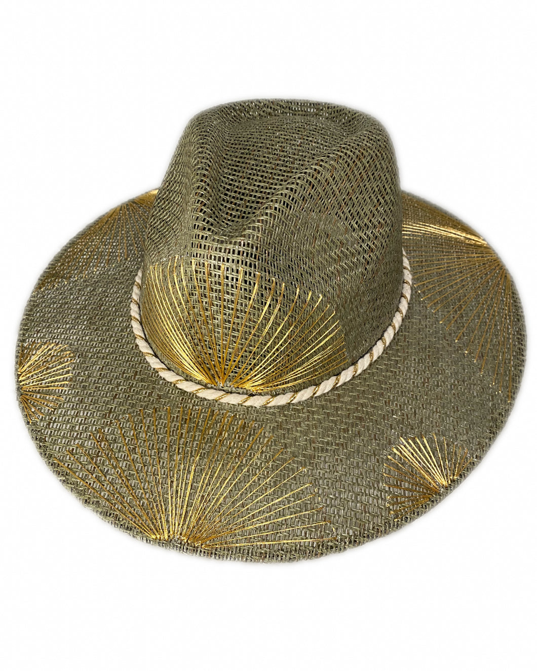 Green Metallic Golden Fan Hat