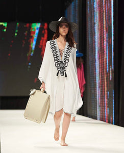 Black Riviera with White Details Straw Hat