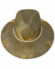 Load image into Gallery viewer, Green Metallic Golden Fan Hat
