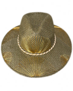 Green Metallic Golden Fan Hat