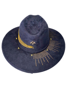 Golden Chains Suede Navy Blue