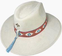 Load image into Gallery viewer, Evil Eye Suede Ivory Hat

