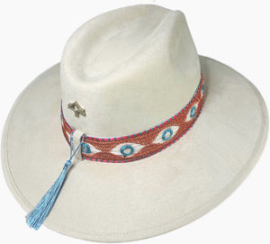 Evil Eye Suede Ivory Hat